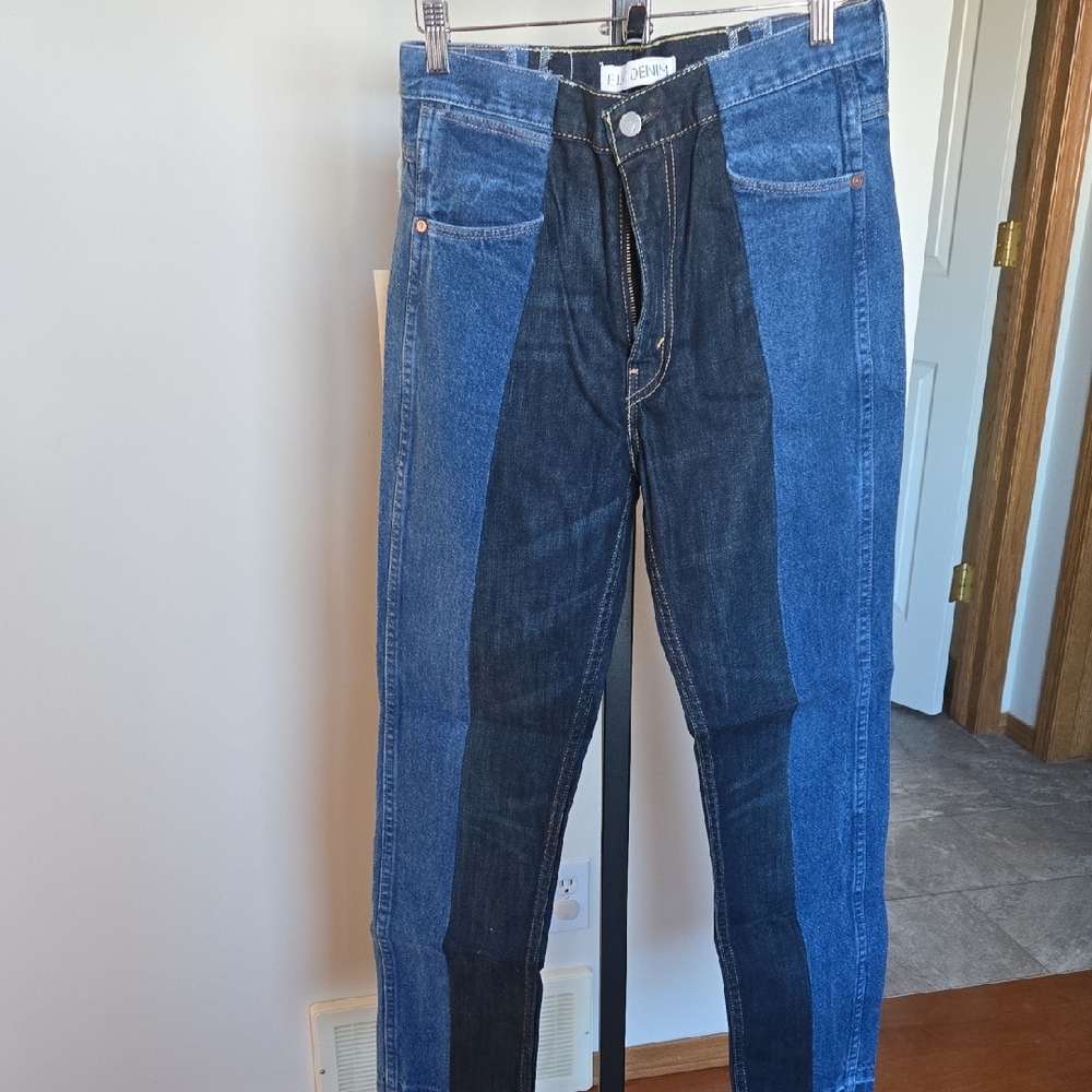 Trendy Two-Tone Blue Boyfriend Jeans
